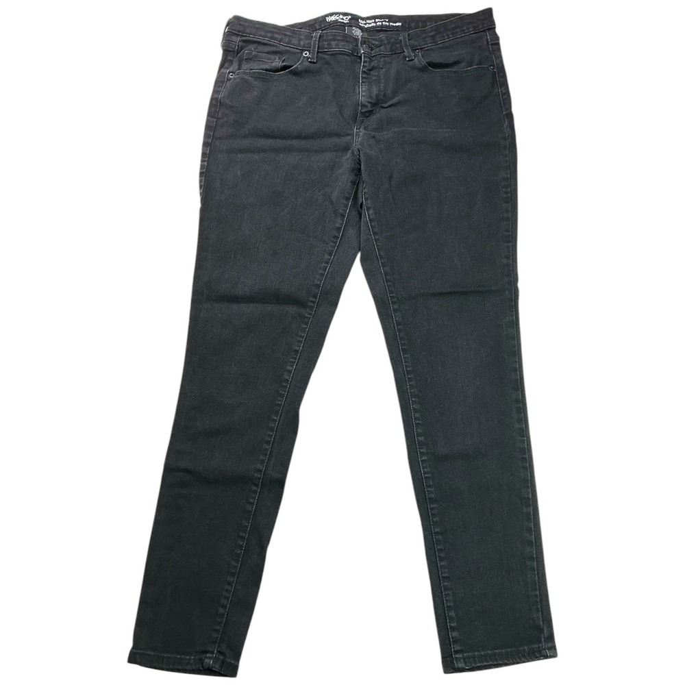 Mossimo Black Skinny Jeans Women 14/R Mid-Rise Power Stretch Denim